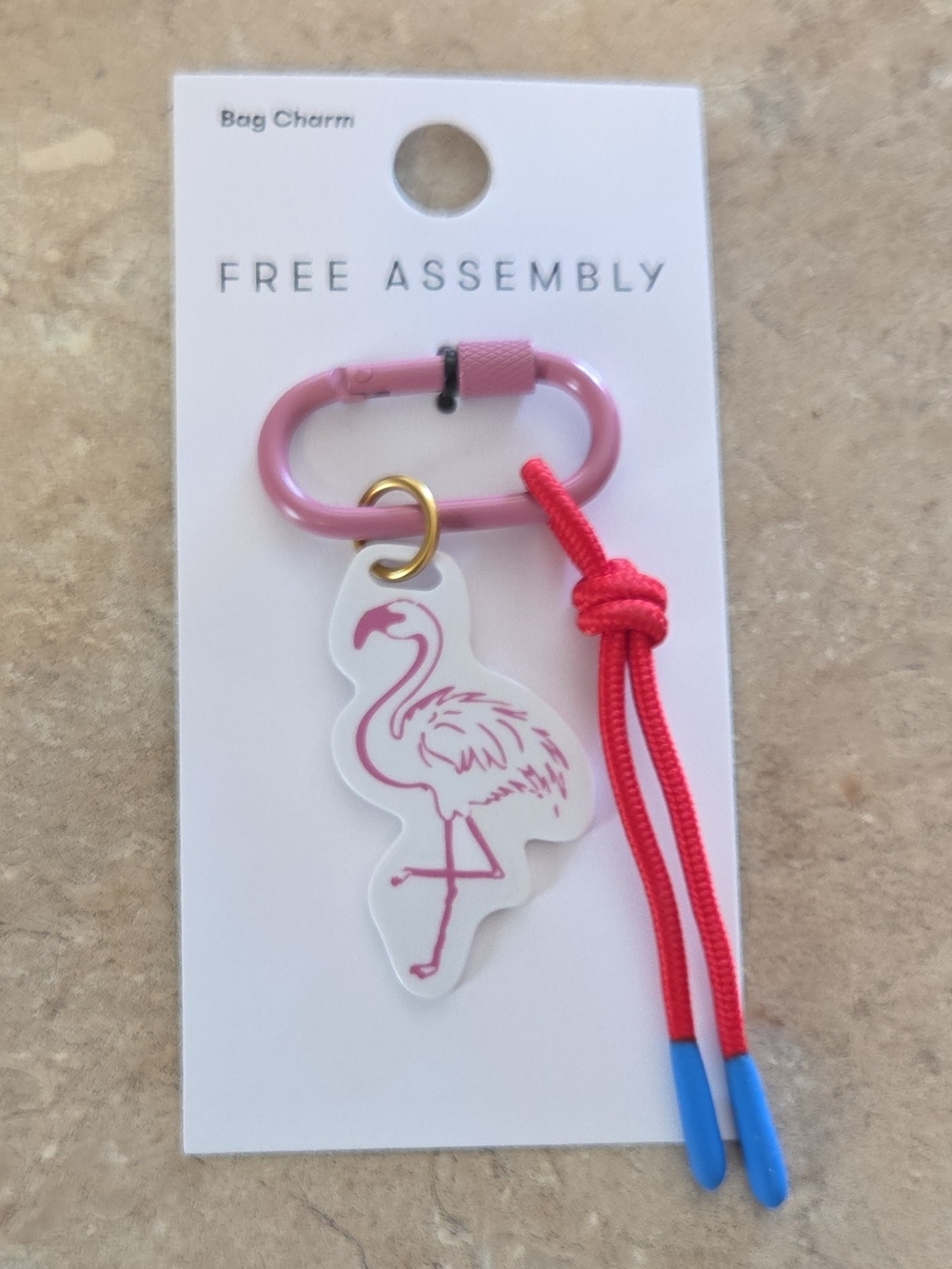 FREE ASSEMBLY Pink Flamingo Keychain with Pink Carabiner
